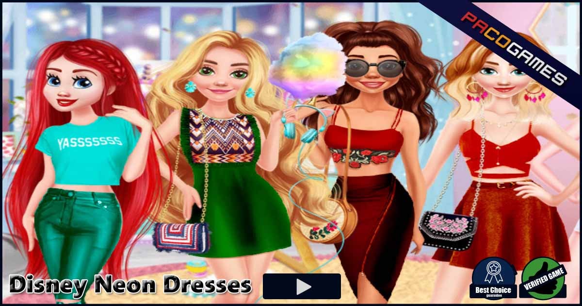 neon dress up games Disney Neon Dresses