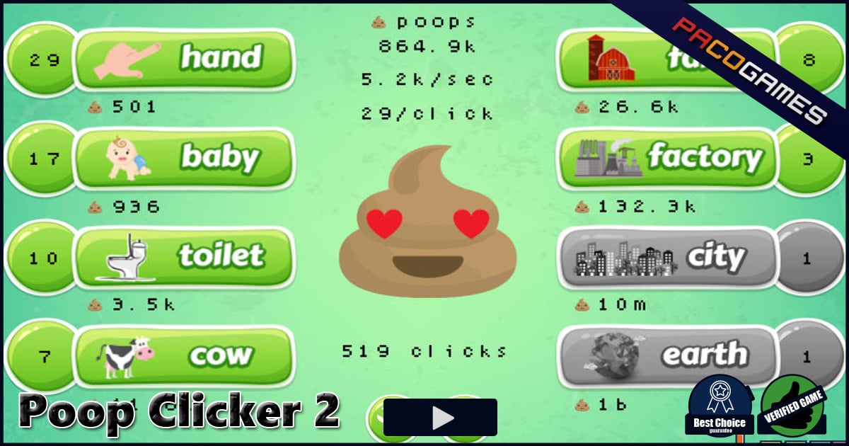 Poop Clicker 2 | Graj w zabawną grę typu Idle Clicker
